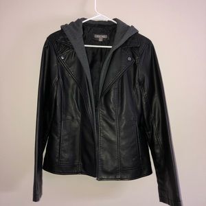 Leather Jacket w/ Detachable Hood